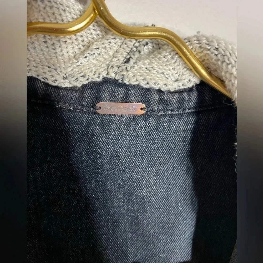 Free People Knit Hooded Denim Jacket‎ - Picture 4 of 6